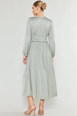 Current Air Maxi Dresses-Sidonie Pleated Maxi Dress SAGE