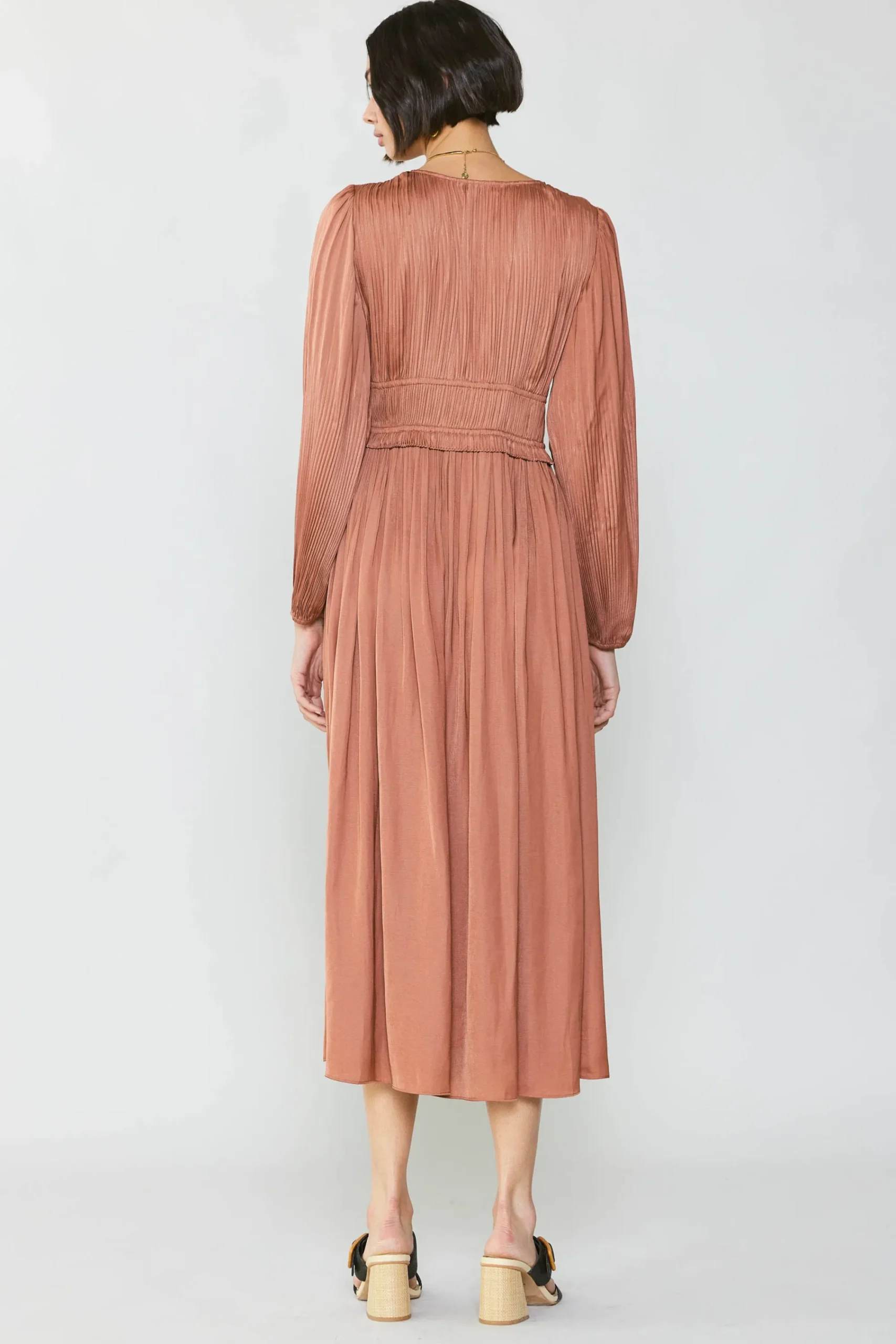 Current Air Maxi Dresses-Sidonie Pleated Maxi Dress CARAMEL