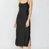 Current Air Midi Dresses-Silk Bias Midi Dress BLACK