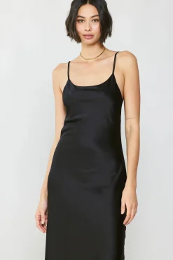 Current Air Midi Dresses-Silk Bias Midi Dress BLACK