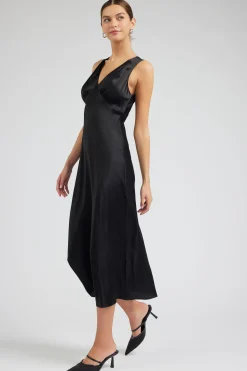 Current Air Maxi Dresses-Silk Sweetheart Maxi Dress BLACK