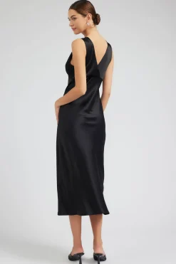 Current Air Maxi Dresses-Silk Sweetheart Maxi Dress BLACK