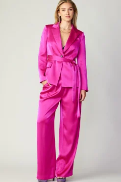 Current Air Coats & Jackets-Silky Belted Blazer FUCHSIA