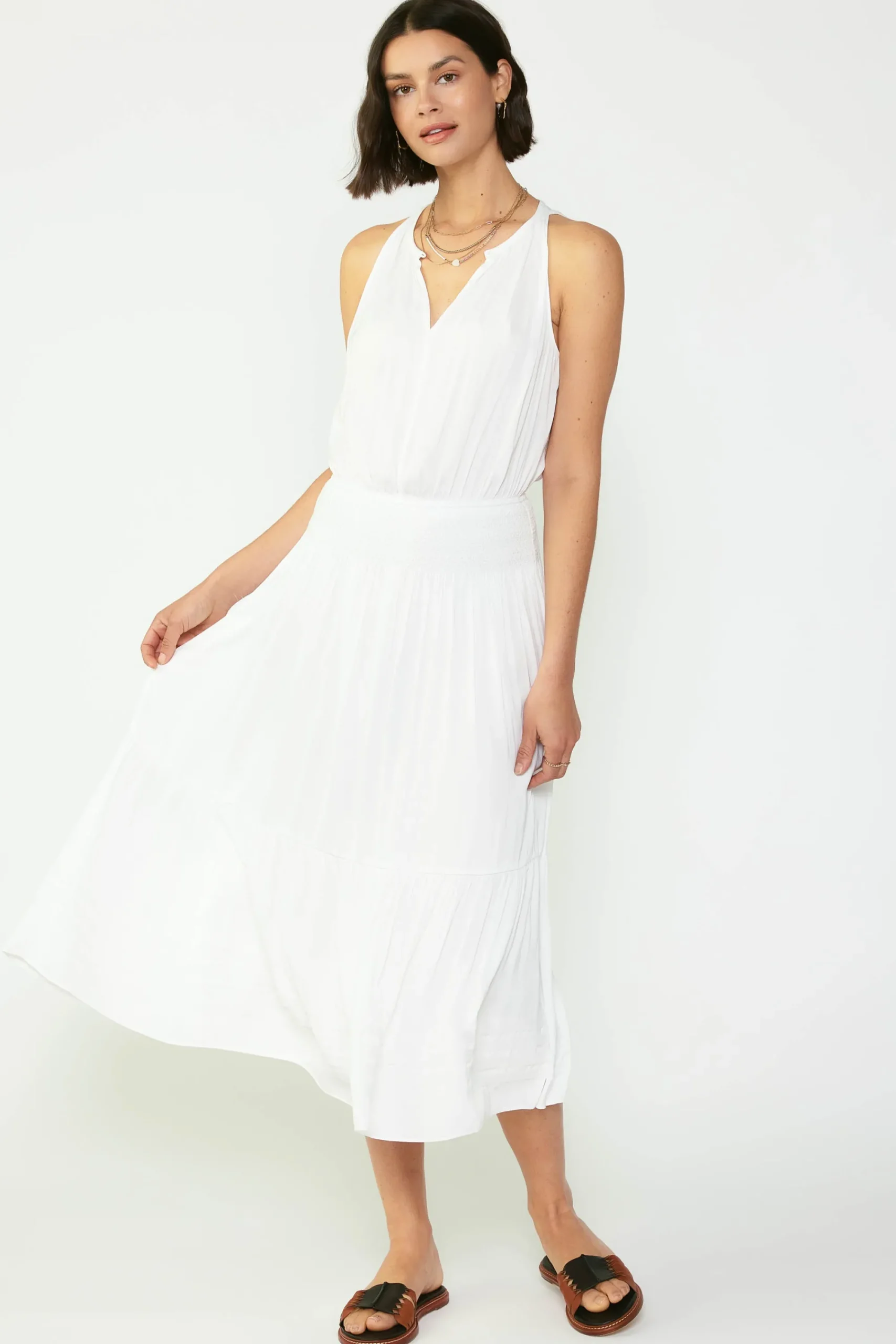 Current Air Midi Dresses-Smocked Waist Halter Midi Dress OFW