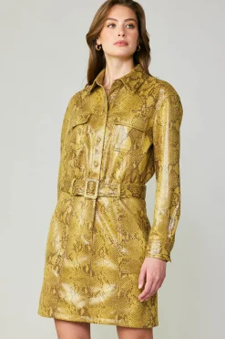 Current Air Coats & Jackets-Snakeskin Shirt Dress SNAKESKINYELLOW