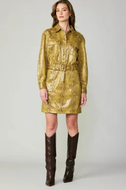 Current Air Coats & Jackets-Snakeskin Shirt Dress SNAKESKINYELLOW