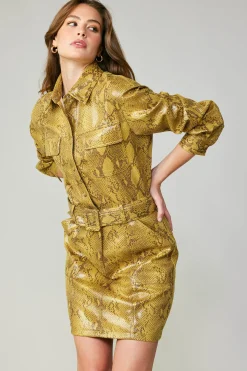 Current Air Coats & Jackets-Snakeskin Shirt Dress SNAKESKINYELLOW