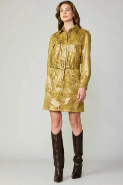 Current Air Coats & Jackets-Snakeskin Shirt Dress SNAKESKINYELLOW