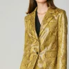 Current Air Coats & Jackets-Snakeskin Welt Pocket Blazer SNAKESKINYELLOW
