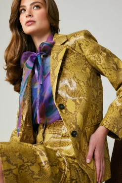 Current Air Coats & Jackets-Snakeskin Welt Pocket Blazer SNAKESKINYELLOW