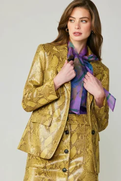 Current Air Coats & Jackets-Snakeskin Welt Pocket Blazer SNAKESKINYELLOW