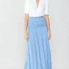 Current Air Skirts-Soft Crinkle Maxi Skirt PERIWINKLEBLUE