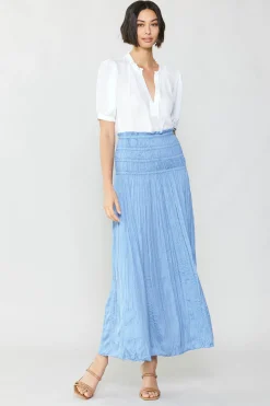 Current Air Skirts-Soft Crinkle Maxi Skirt PERIWINKLEBLUE