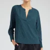 Current Air Long Sleeve Tops-Sparkle Blouse DEEPTEAL