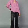 Current Air Long Sleeve Tops-Split Neck Blouse CHATEAUROSE