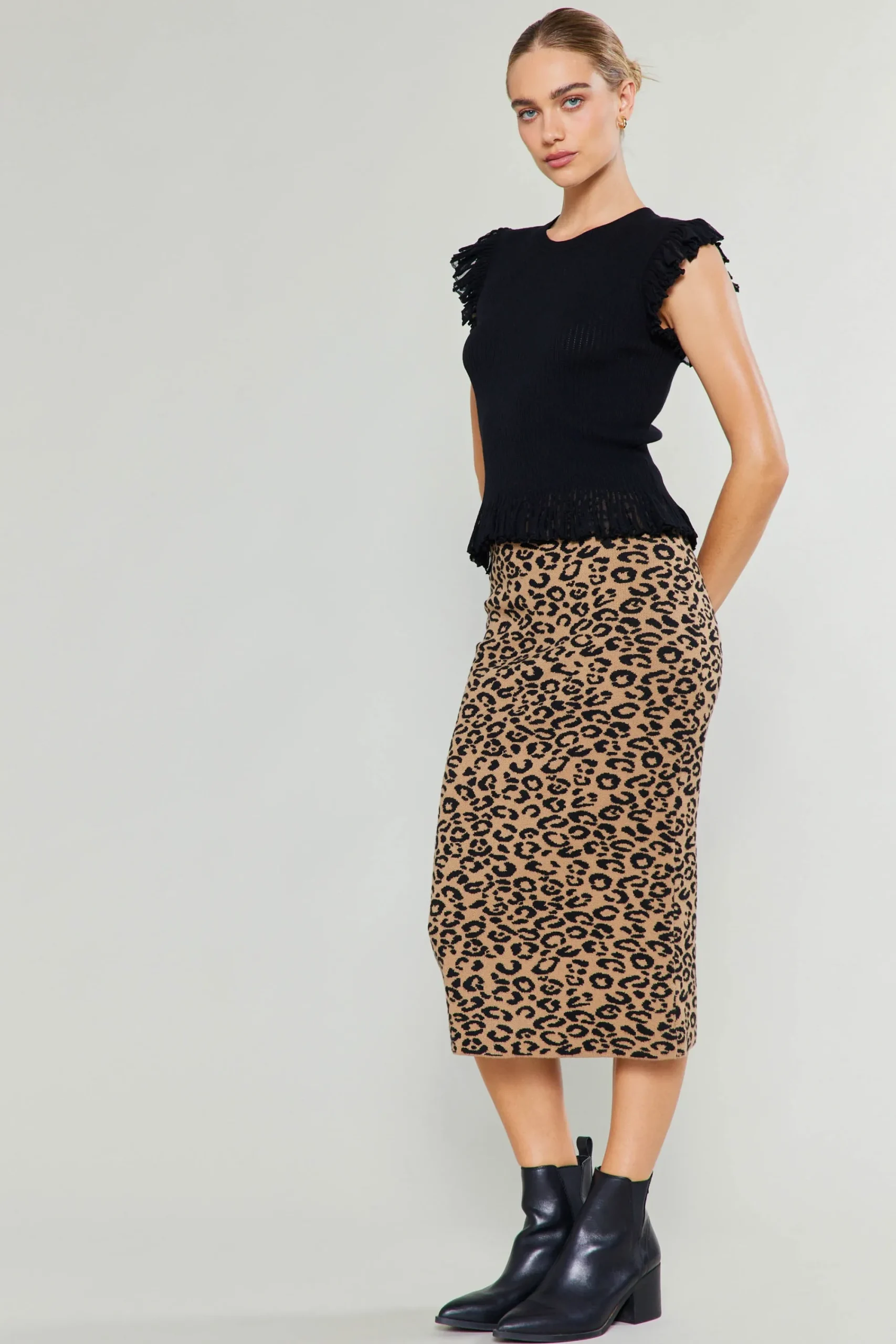 Current Air Skirts | Knitwear-Spotted Knit Skirt BROWNLEOPARD