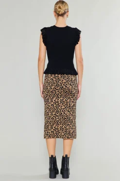 Current Air Skirts | Knitwear-Spotted Knit Skirt BROWNLEOPARD
