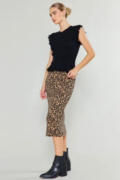 Current Air Skirts | Knitwear-Spotted Knit Skirt BROWNLEOPARD