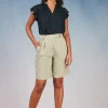 Current Air Shorts-Striped Knee Length Shorts KHAKISTRIPE