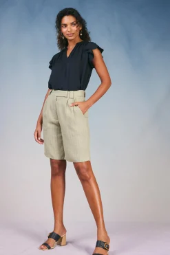 Current Air Shorts-Striped Knee Length Shorts KHAKISTRIPE