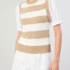Current Air Knitwear | Short Sleeve Tops-Striped Sweater Top TAUPE