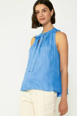 Current Air Sleeveless Tops-Sunburst Halter Top LIGHTCOBALT
