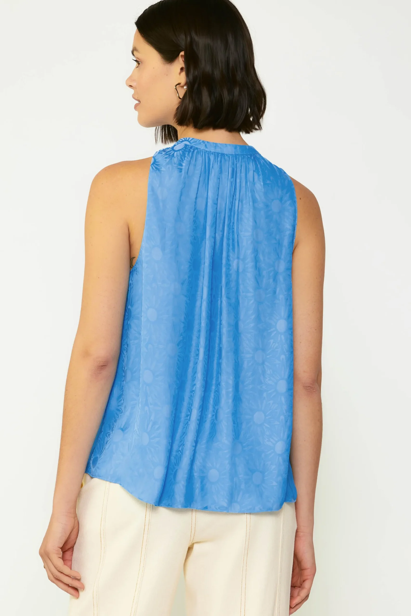 Current Air Sleeveless Tops-Sunburst Halter Top LIGHTCOBALT
