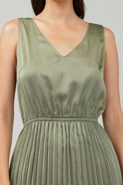 Current Air Knitwear-Sweater & Pleated Dress Set OLIVE