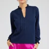 Current Air Knitwear | Long Sleeve Tops-Sweater Style Blouse NAVY