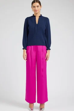 Current Air Knitwear | Long Sleeve Tops-Sweater Style Blouse NAVY