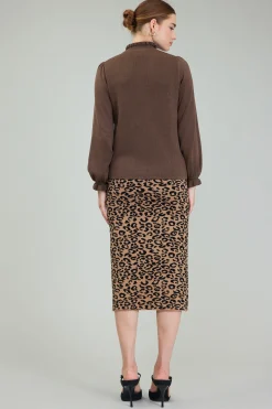 Current Air Knitwear | Long Sleeve Tops-Sweater Style Blouse BROWN