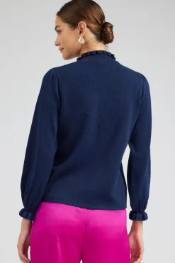 Current Air Knitwear | Long Sleeve Tops-Sweater Style Blouse NAVY