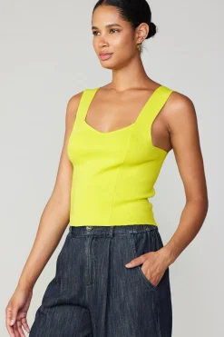Current Air Knitwear | Sleeveless Tops-Sweetheart Knit Tank Top LEMON