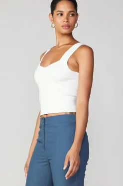 Current Air Sleeveless Tops | Sweaters-Sweetheart Knit Tank Top WHITE