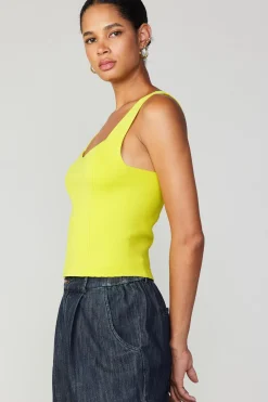 Current Air Knitwear | Sleeveless Tops-Sweetheart Knit Tank Top LEMON