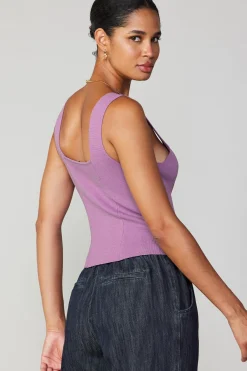 Current Air Knitwear | Sleeveless Tops-Sweetheart Knit Tank Top LILAC