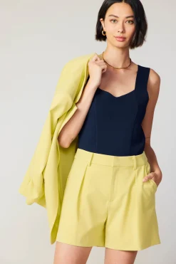 Current Air Knitwear | Sleeveless Tops-Sweetheart Knit Tank Top NAVY