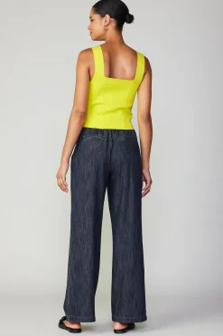 Current Air Knitwear | Sleeveless Tops-Sweetheart Knit Tank Top LEMON
