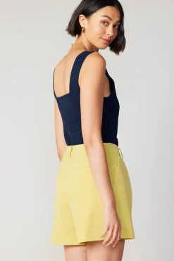 Current Air Knitwear | Sleeveless Tops-Sweetheart Knit Tank Top NAVY
