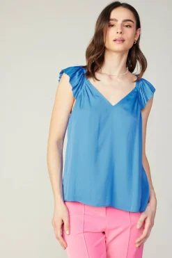 Current Air Sleeveless Tops-Sweetheart Neck Tank Top FADEDBLUE