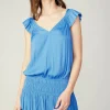 Current Air Mini Dresses-Sweetheart Smocked Mini Dress FADEDBLUE