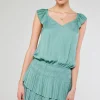 Current Air Mini Dresses-Sweetheart Smocked Mini Dress SAGEGREEN