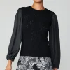 Current Air Long Sleeve Tops | Sweaters-Textural Knit Sweater Top BLACK