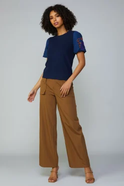 Current Air Sweaters-Texture Stitch Sweater Top NAVY