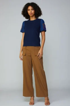 Current Air Sweaters-Texture Stitch Sweater Top NAVY
