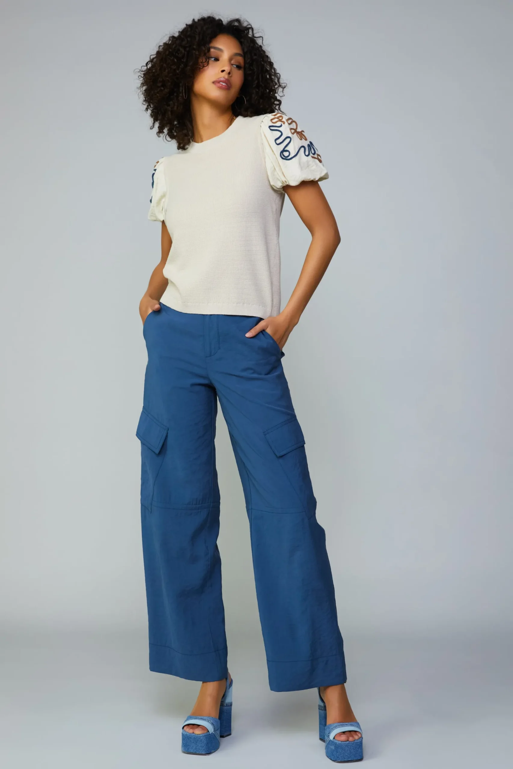 Current Air Sweaters-Texture Stitch Sweater Top NATURAL