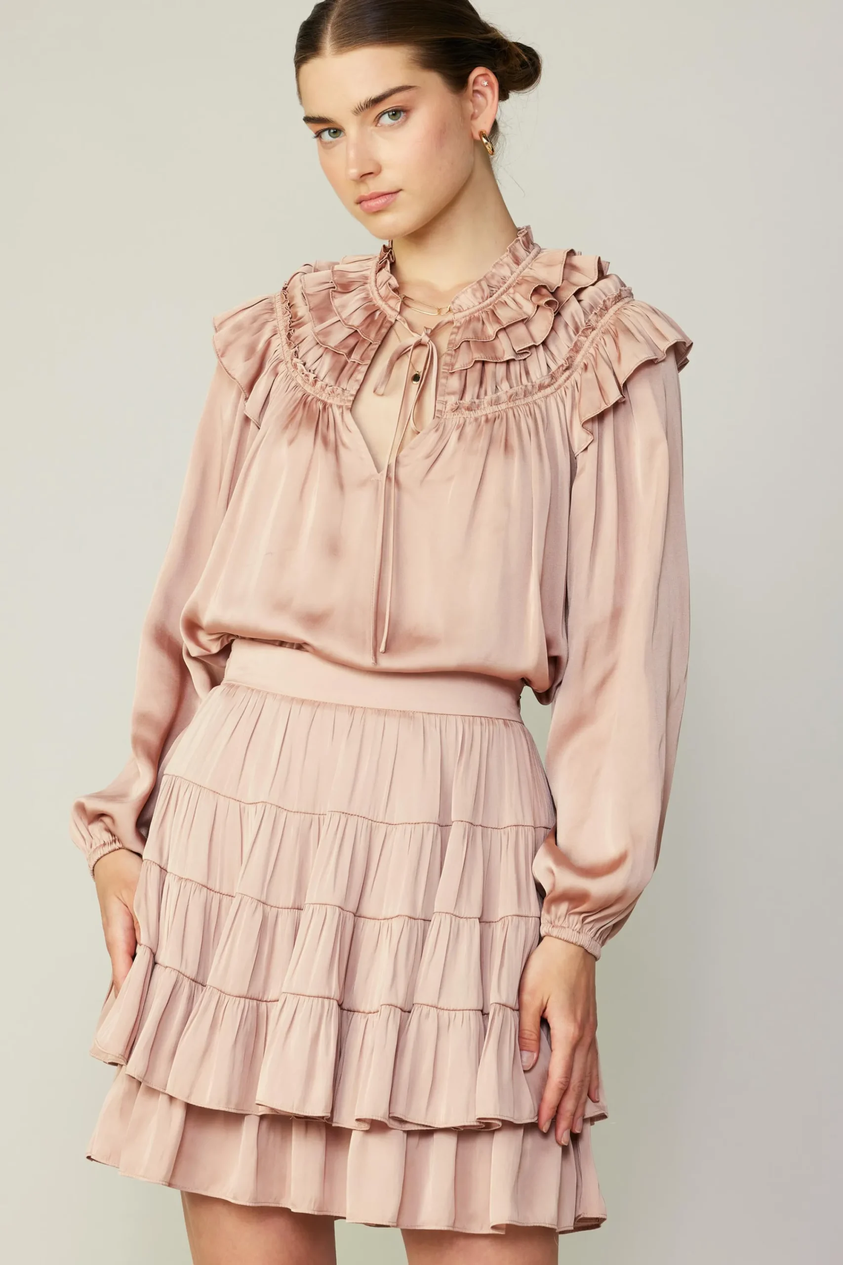 Current Air Skirts-Tiered Mini Skirt FADEDBLUSH