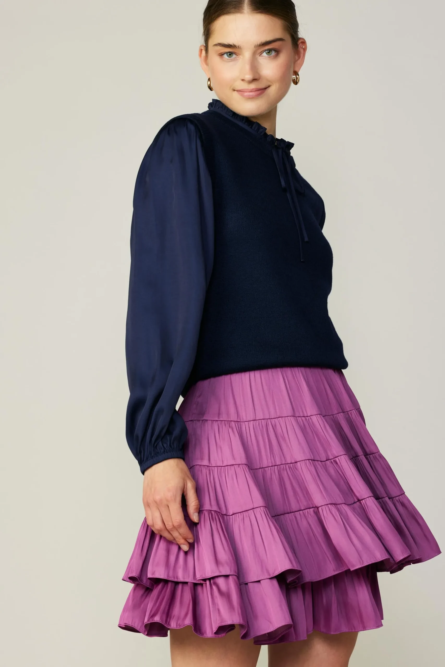 Current Air Skirts-Tiered Mini Skirt MULBERRY