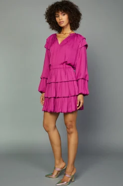 Current Air Skirts-Tiered Mini Skirt FUCHSIA