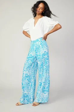Current Air Pants-Tiered Wide Leg Pants BLUEMLT